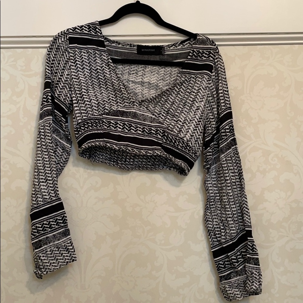 Cropped MINKPINK Black and White Blouse